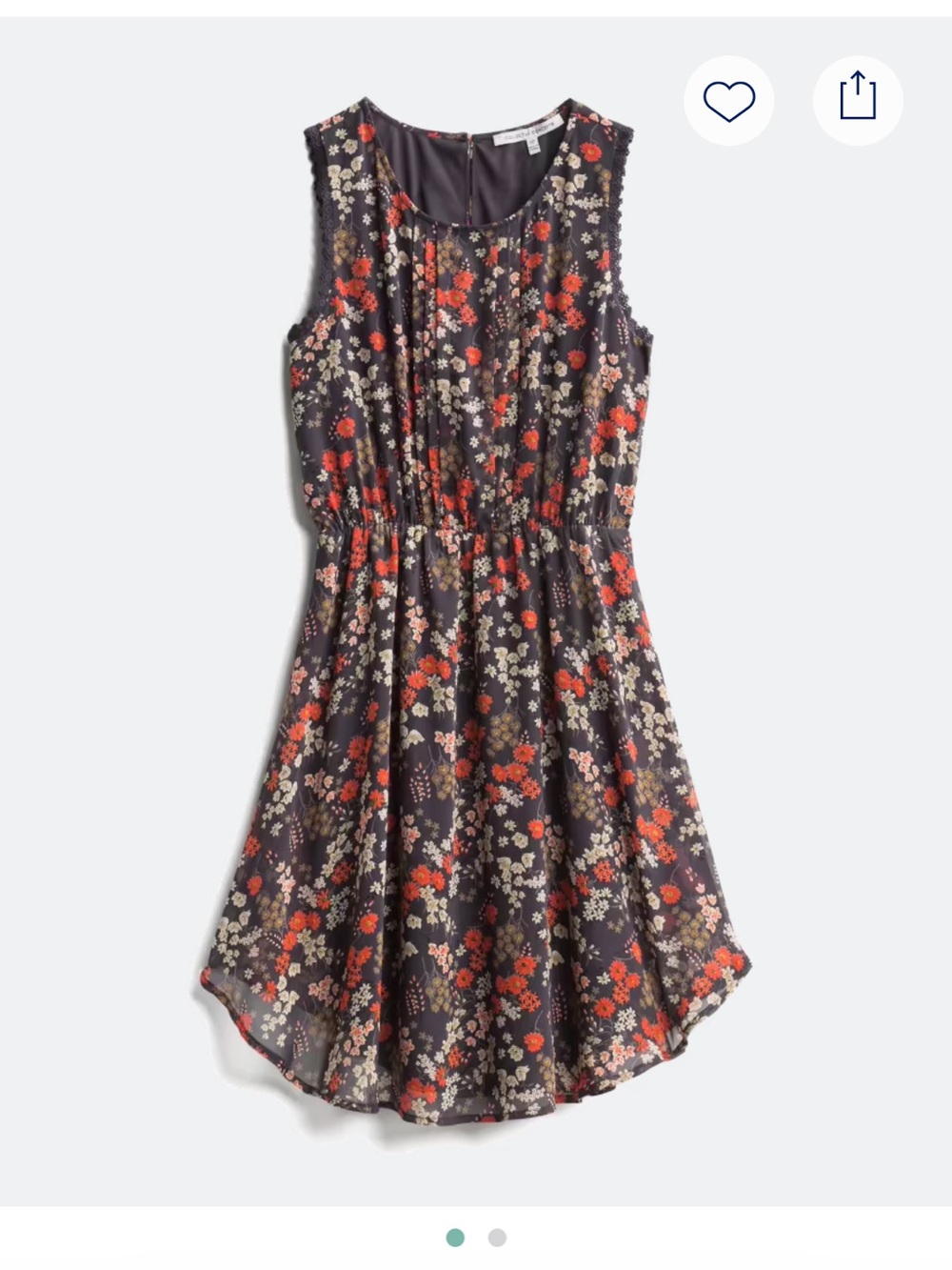 Collective Concepts Dark Gray Midi Dress with Orange and Cream Floral Print